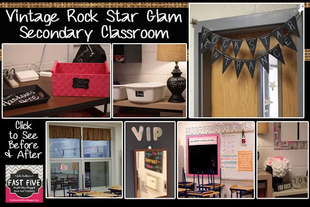 Burlap, Chalkboard, Pink, Black, Ideas for Decorating a Middle-High School Classroom, Vintage Rock Star Glam Theme
